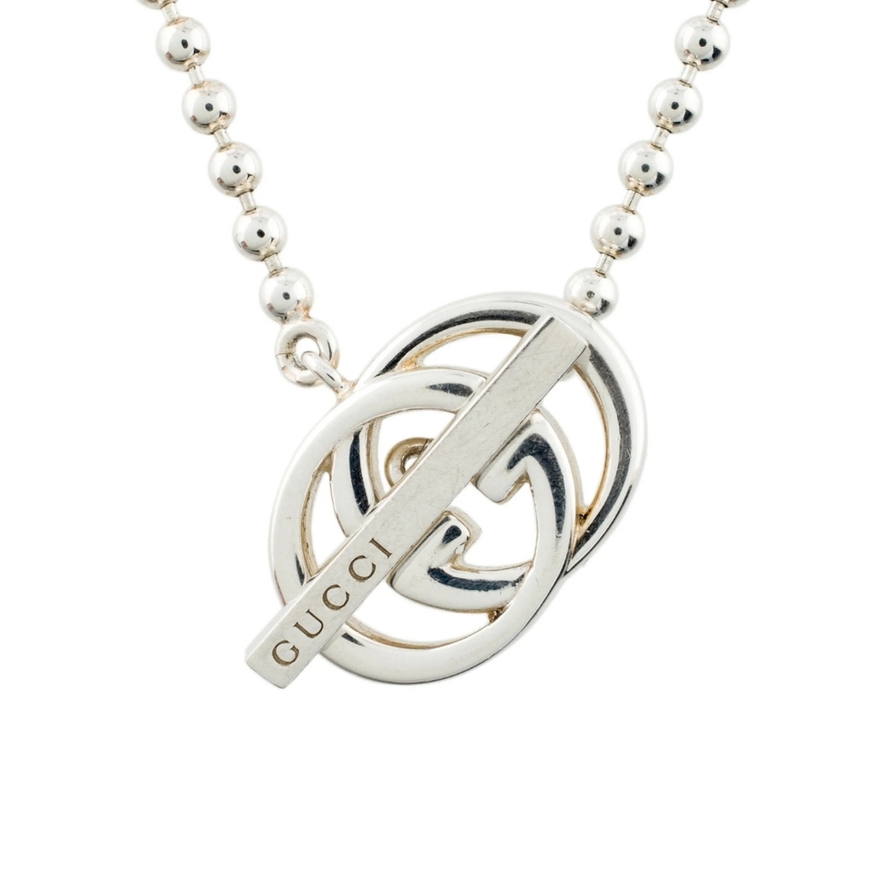 GUCCI 925 silver double gg toggle necklace "Britt"